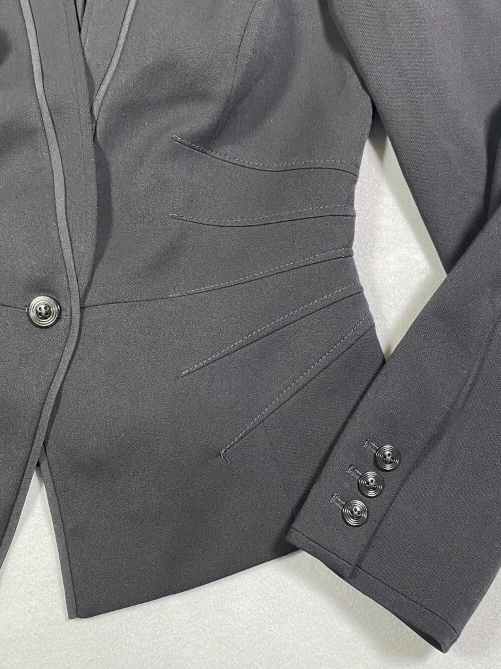 White House Black Market Black Peplum Blazer with Leopard Lining Womens Size 6 - Picture 3 of 14